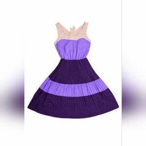 NWOT The Limited Purple & Tan Colorblock Midi Dress — Size XS